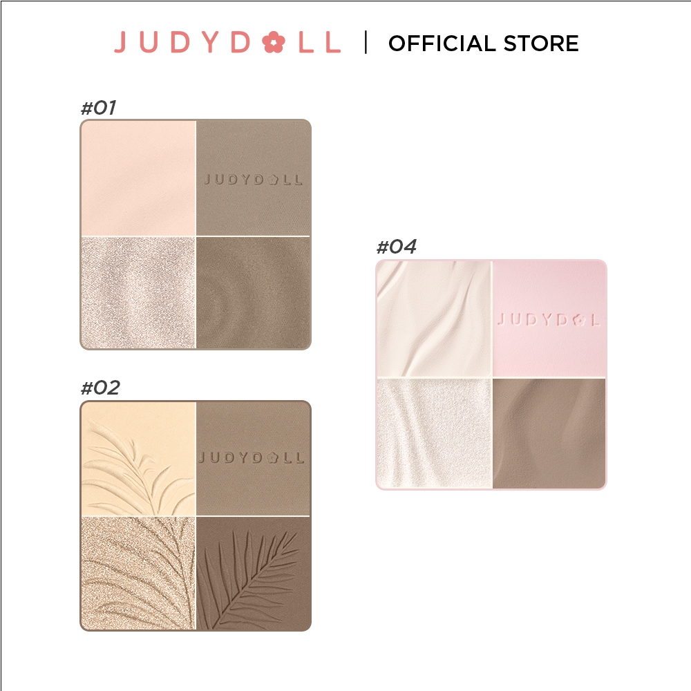 JUDYDOLL Phấn bắt sáng tạo khối 4 ô Highlight Contour Palette Tự nhiên Lâu trôi Chống nước 9g | BigBuy360 - bigbuy360.vn