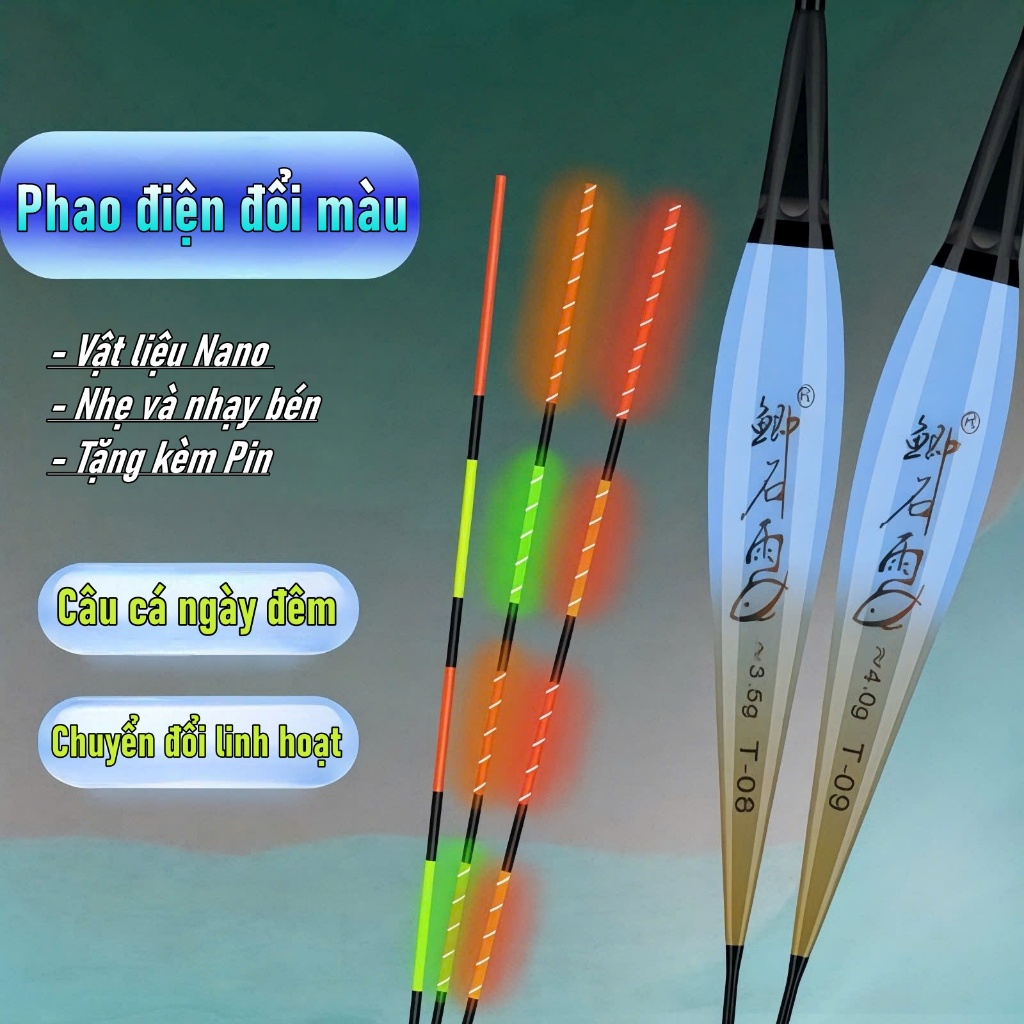 Phao Câu Đêm , Phao Điện Đổi Màu S9, Chống Lóa Mắt, Mỏi Mắt, Siêu Nhạy ( Tặng pin) PC1