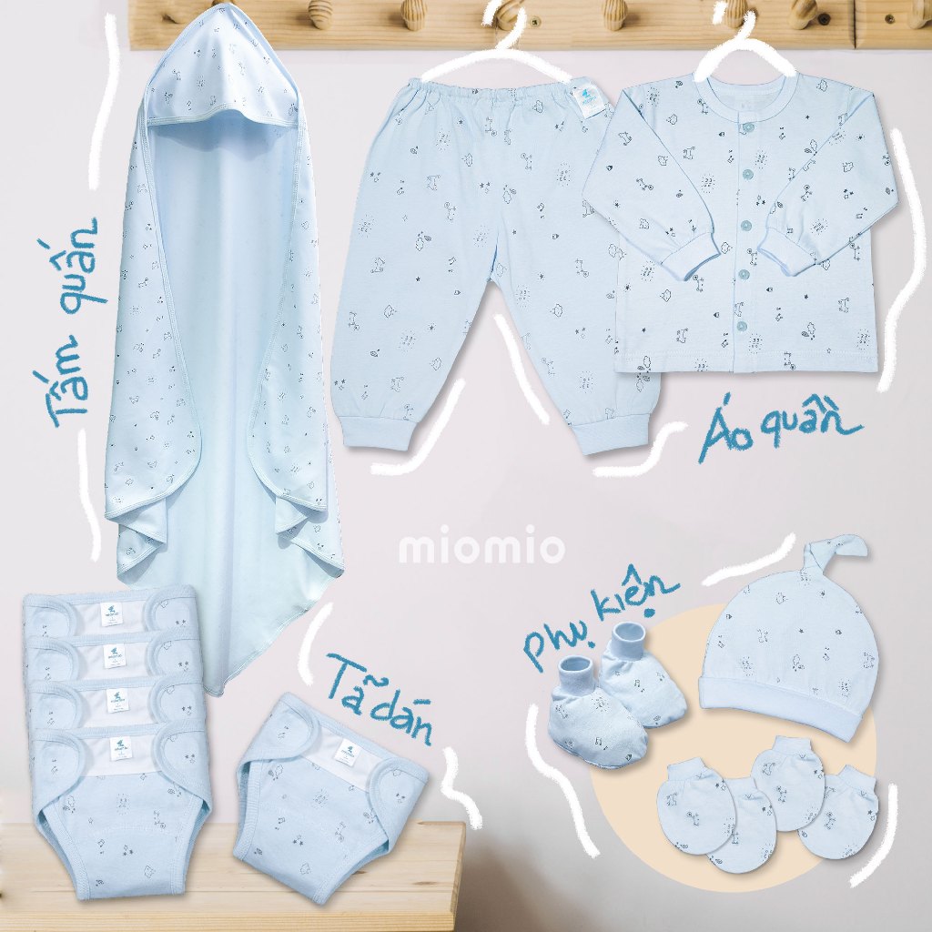 Combo Đi Sinh Cài Giữa MIOMIO  [7 Món] , Cho Bé Trai, Bé Gái (NewBorn ), Vải Cotton