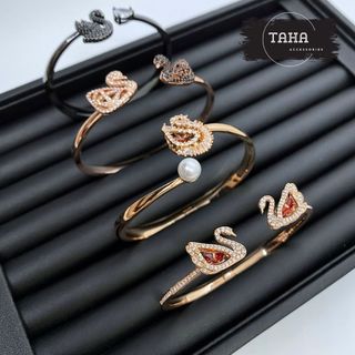  Vòng tay kiềng cao cấp mặt thiên nga đính pha lê xi mạ vàng phụ kiện thời trang TAHA Accessories 