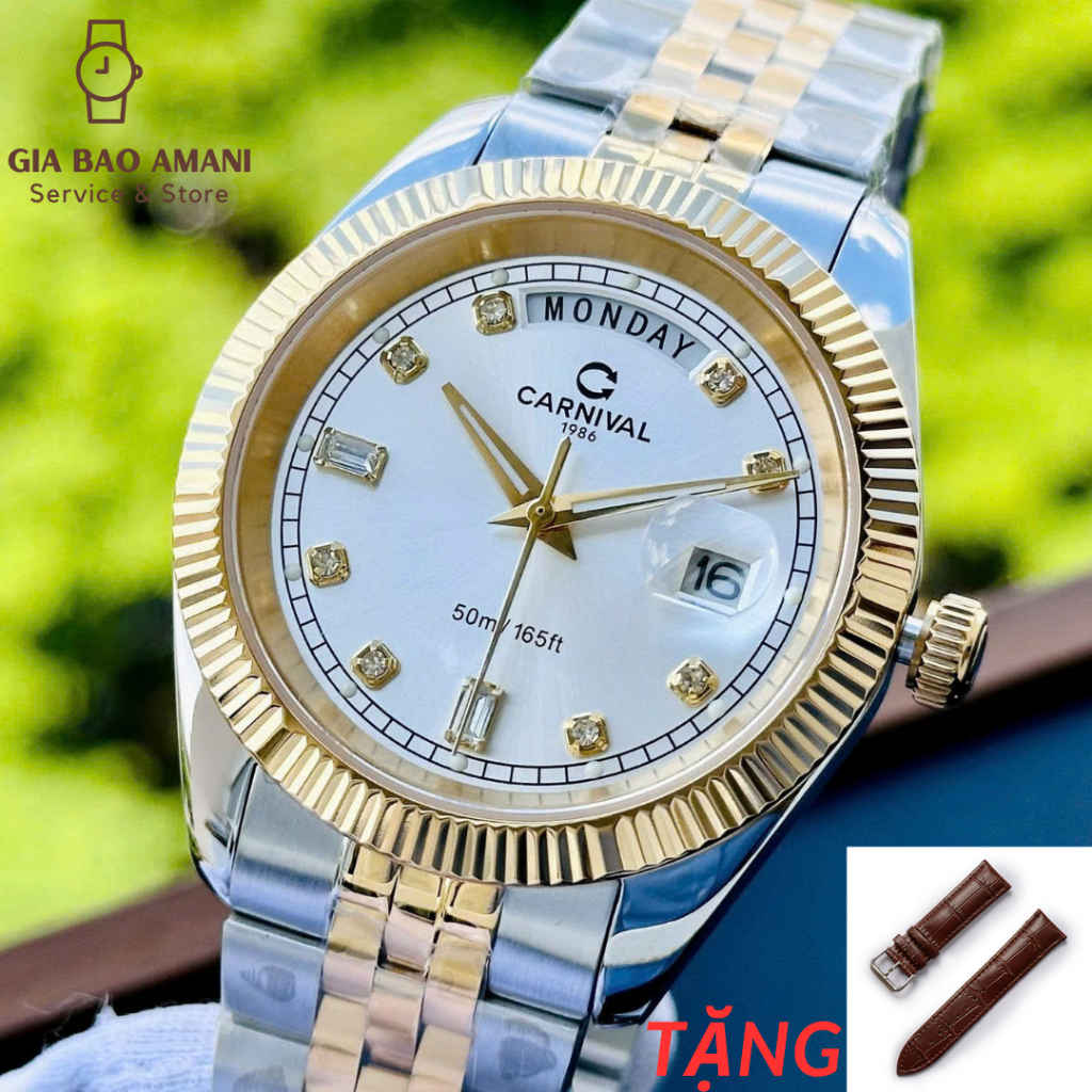 Đồng Hồ Nam CARNIVAL 8190G Quartz Chính Hãng Tặng Dây Da Cao Cấp