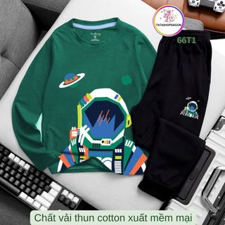  11 đến 50kg Bộ quần áo bé trai dài tay quần dài hình khủng long hình xe hàng xuất dư T142 