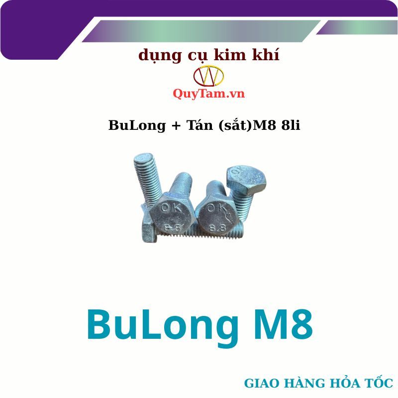 BuLong + Tán (Sắt) M8x15  Bịch 10 Bộ
