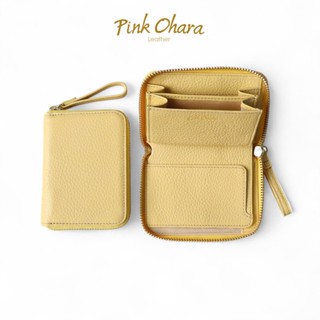Ví Nữ Mini Khóa Zip PINK OHARA Da Bò Thật Có Ngăn Tiền Thẳng
