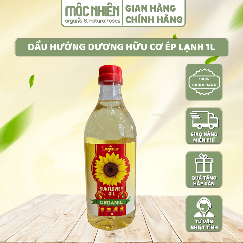 Dầu Hướng Dương Hữu Cơ Ép Lạnh Sungarden 1L