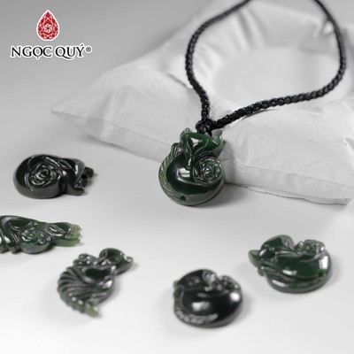 Mặt dây chuyền hồ ly đá ngọc bích nephrite jade- Ngọc Quý