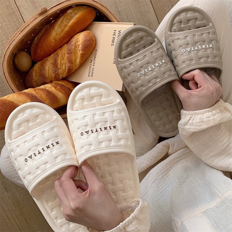 Dép nam nữ xixitiao mềm nhẹ , Dép bánh mì đúc nguyên khối, đi trong nhà dễ thương siêu nhẹ, chống trơn trượt