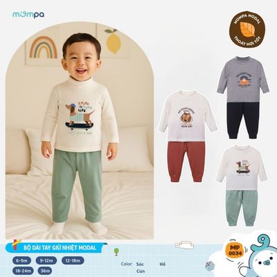 Đồ bộ bé trai Mompa dài tay mỏng 6 tháng - 3 tuổi vải Modal thấm hút mềm mại 0034