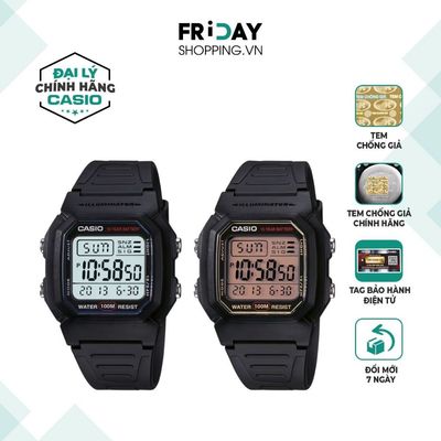 Đồng Hồ Nam Casio W-800H Điện Tử Mặt Vuông Dây Cao Su Chính Hãng Chống Nước 10 ATM