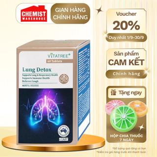 Viên uống thải độc phổi Vitatree Lung Detox hỗ trợ giảm ho, tăng hệ miễn dịch 60 viên Úc
