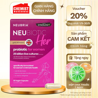 Viên uống men phụ khoa, men vi sinh vùng kín Neubria NeuBiotic Her bổ sung 25 tỉ lợi khuẩn giúp giảm khí hư, ngứa rát