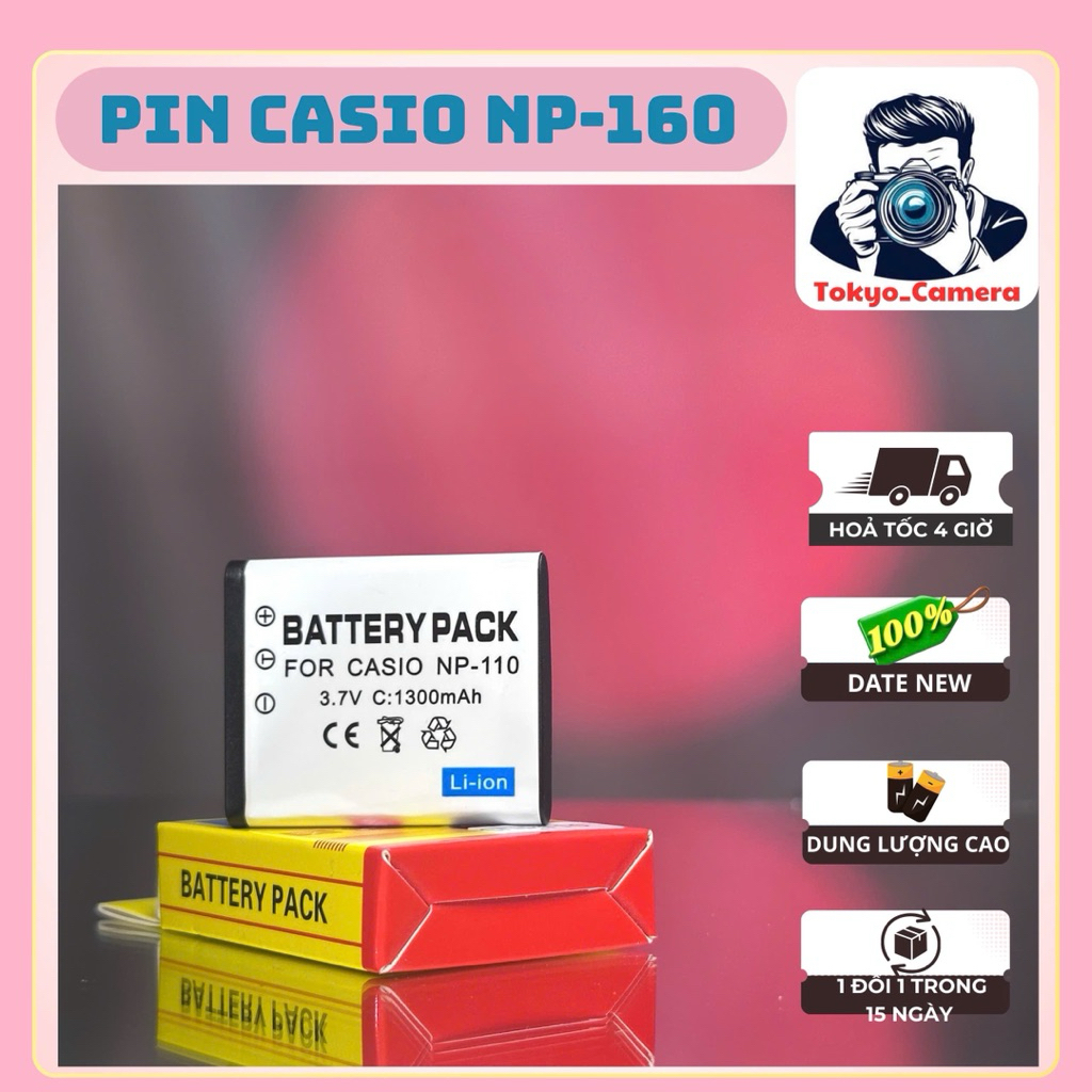 Pin Casio NP-160 ( Pin thay thế )dùng cho EX-ZR100, EX-ZR200, EX-ZR300, EX-ZR400, EX-ZR700, EX-ZR800
