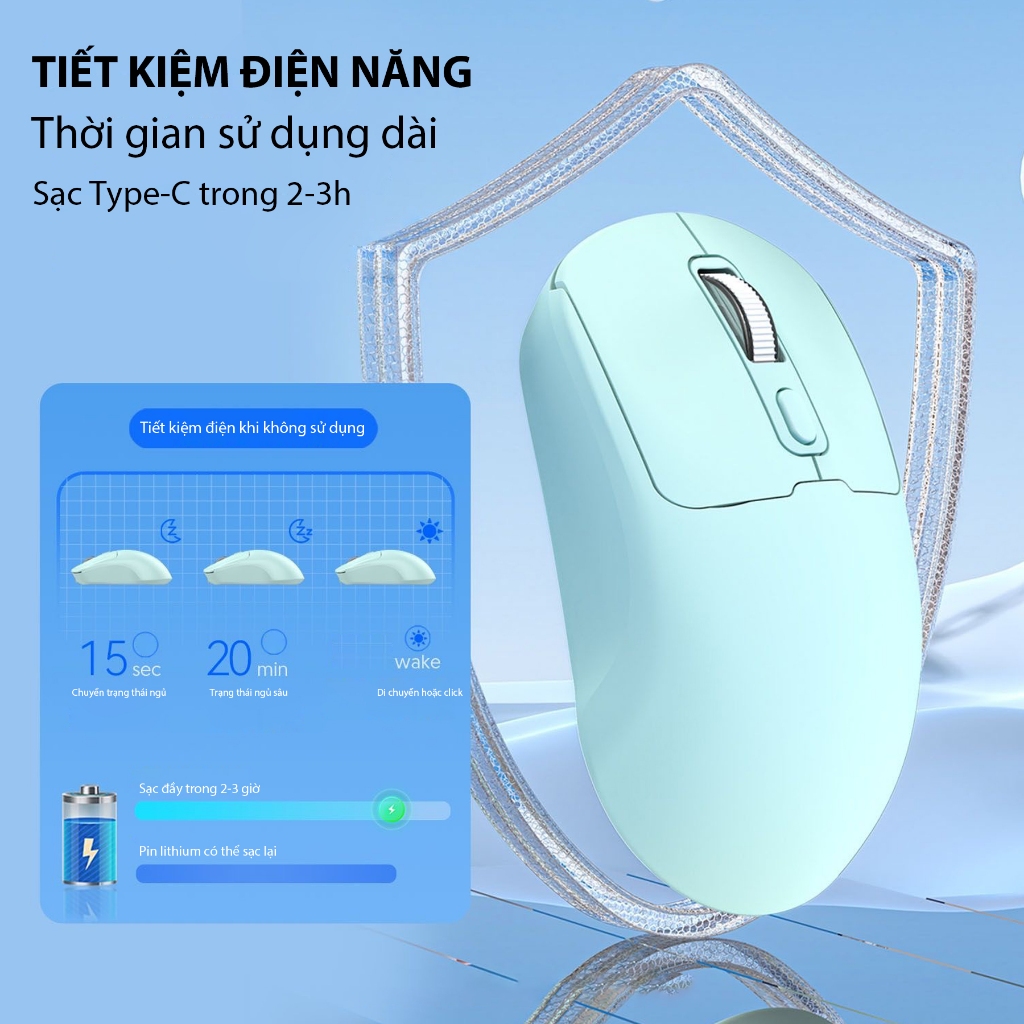 Chuột Không Dây 2 Mode Bluetooth & Wireless 2.4G, Sạc Type-C, Chuột Gaming Thiết Kế Công Thái Học | BigBuy360 - bigbuy360.vn
