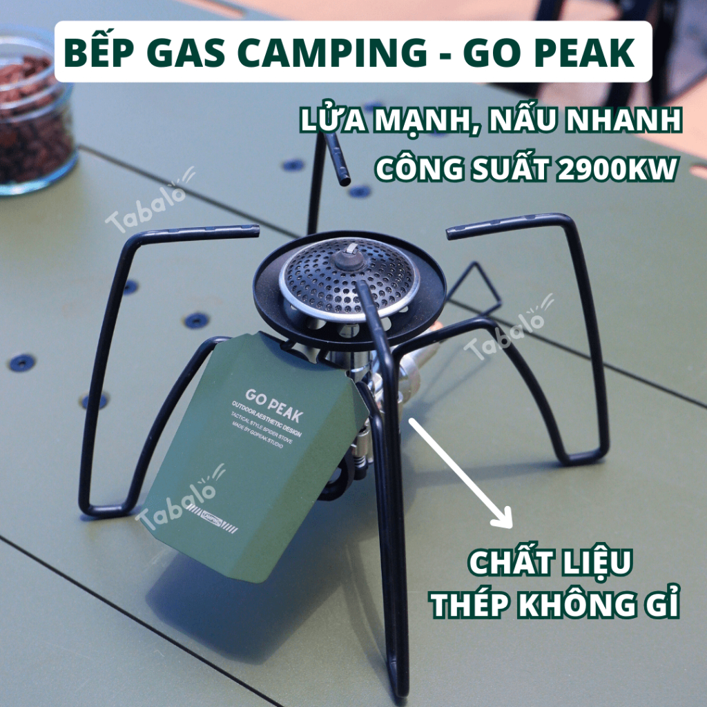 Bếp Ga Mini Gấp Gọn Chính Hãng Go Peak, Bếp Ga Gấp Gọn Dã Ngoại Cắm Trại, Thép Cao Cấp Không Gỉ