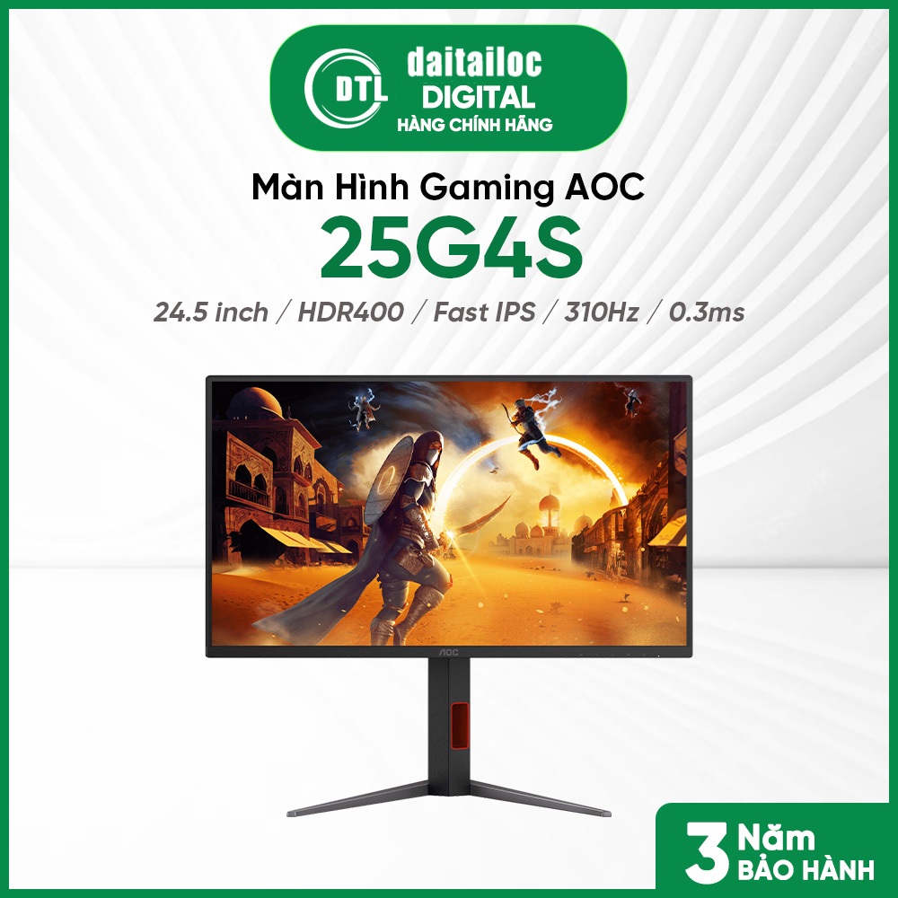 Màn Hình Gaming AOC 25G4S 24.5 inch HDR400 Fast IPS 310Hz 0.3ms | Chính Hãng | Bảo Hành 36 Tháng