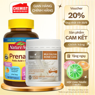 Combo vitamin bầu Prenatal Nature Made, canxi Bioisland cho mẹ bầu bổ sung đầy đủ dưỡng chất cho cả thai kì