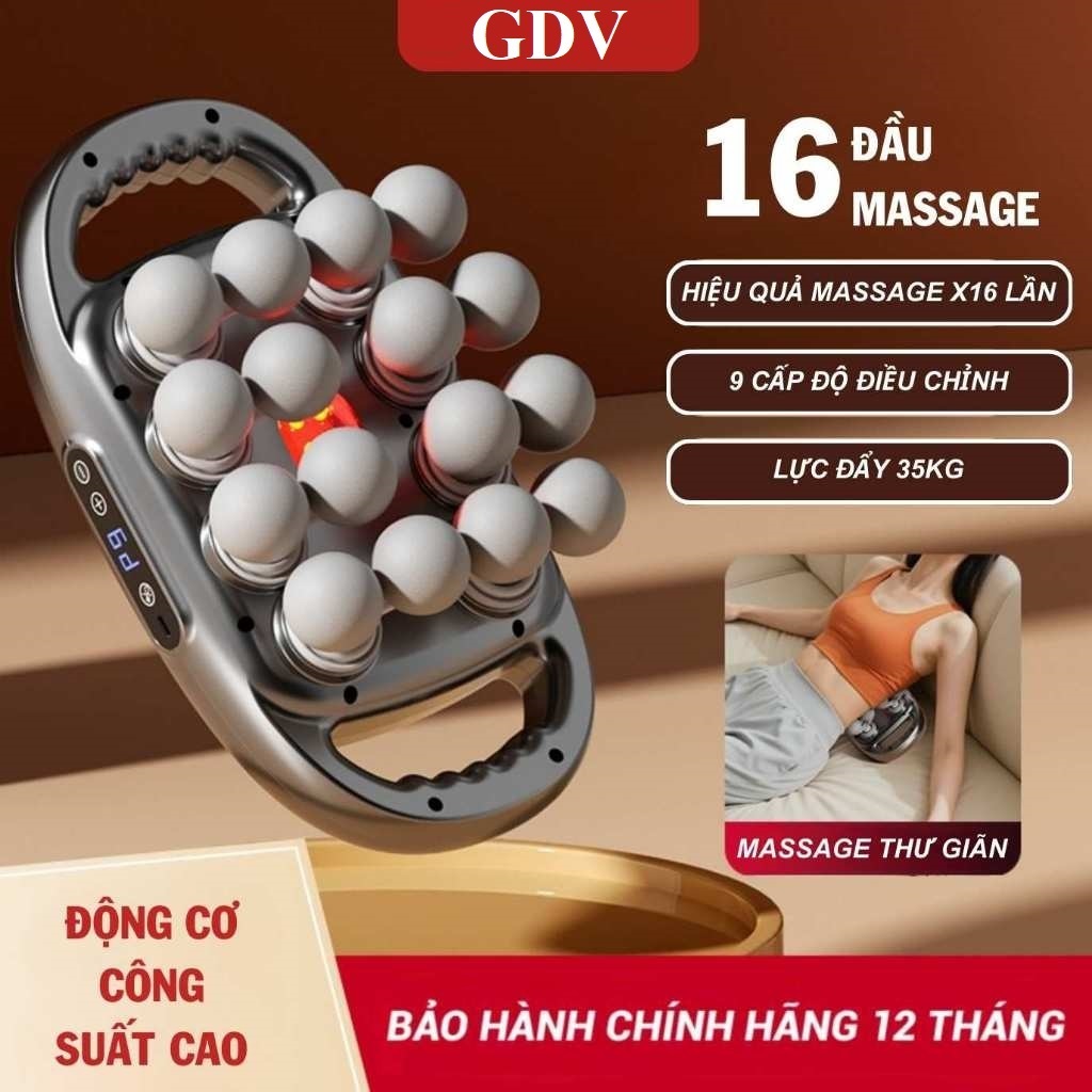 [Tặng sạc + cáp] Máy Massage Toàn Thân Cầm Tay 16 Đầu, Máy Mát Xa Đấm Lưng 16 Đầu GDV YM-K80 - Hàng Chính Hãng