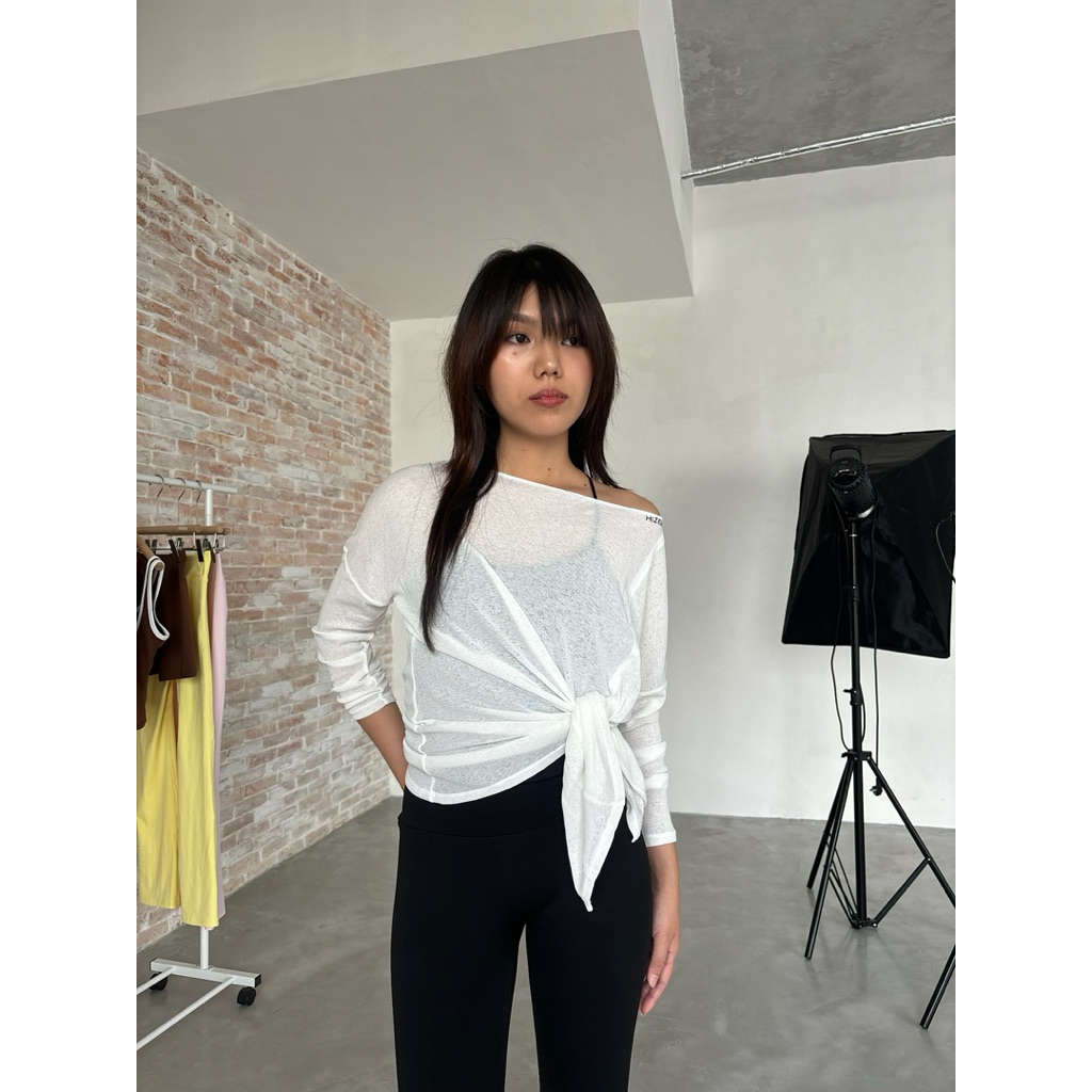 HIZEN | Áo Khoác Trễ Vai Tay Dài Tập Gym Yoga Pilates | HAZE TOP