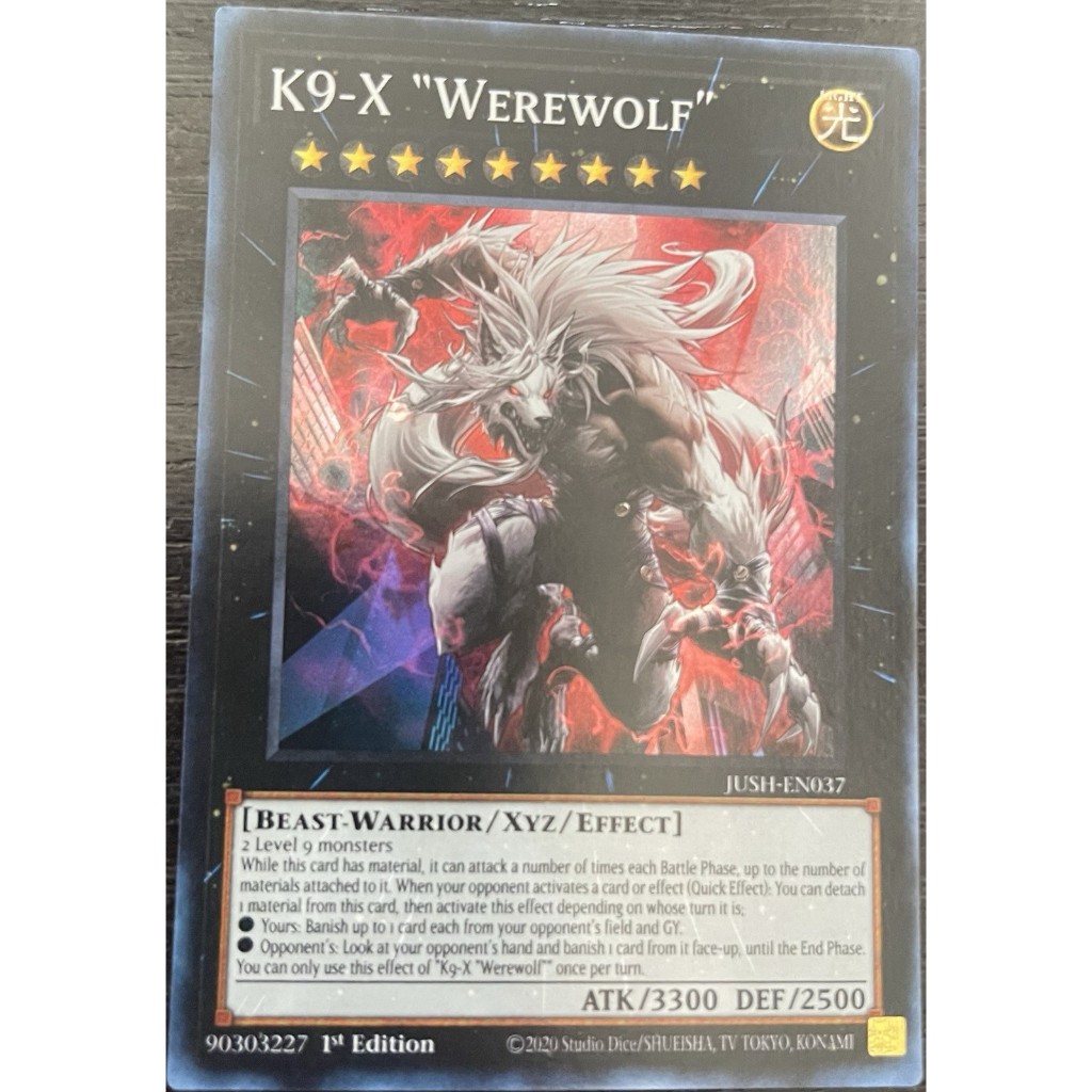 JUSH super rare [ dưa hấu yugioh ] Lá thẻ bài Yugioh K9-X "Werewolf" XYZ