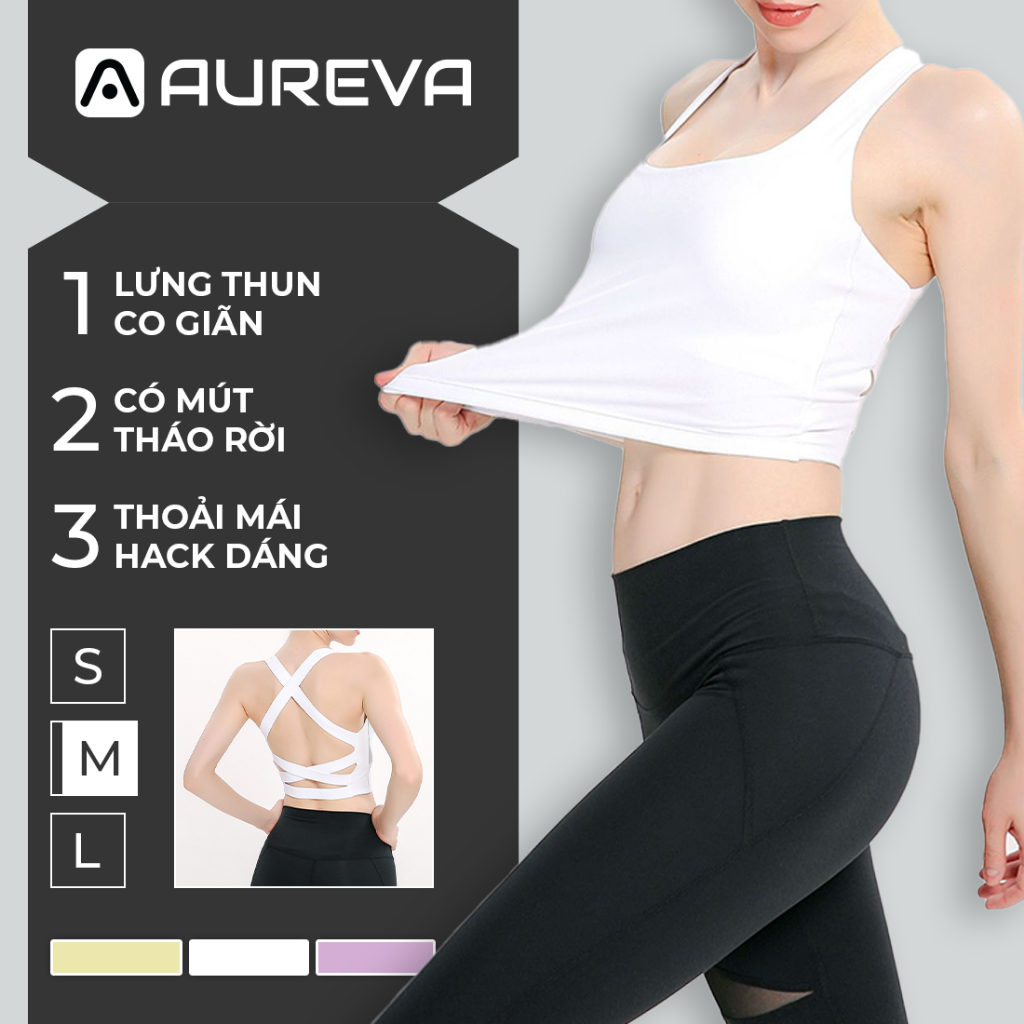 Áo Bra Thể Thao AUREVA SPORT Áo Tập Kèm Mút Ngực Chống Sốc Vải Co Giãn Thoáng Khí Thoải Mái DS03