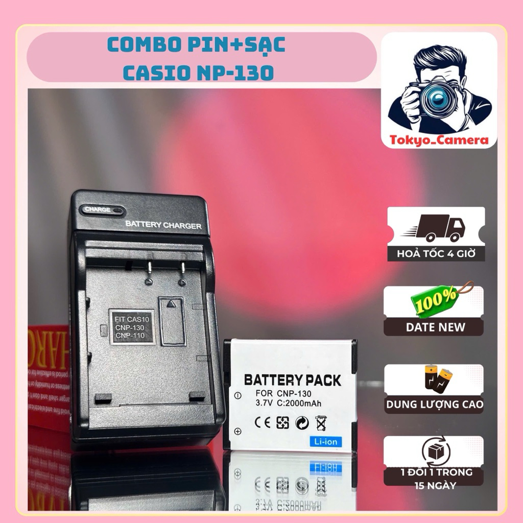 Bộ Sạc Pin Casio NP-130 ( Combo thay thế )dùng cho EX-ZR100, EX-ZR200, EX-ZR300, EX-ZR400, EX-ZR700,