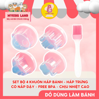  Set Bộ 4 Khuôn Hấp Bánh - Hấp Trứng Có Nắp Đậy MumBebe Tặng Kèm Chổi Silicon  Dụng Cụ Chế Biến Thức Ăn Dặm Cho Bé 