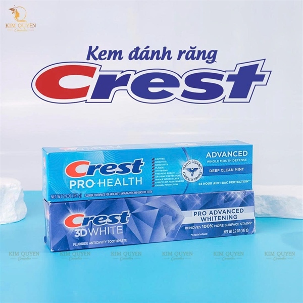 Kem Đánh Trắng Răng + Miếng Dán Răng Crest 3D White/ Pro Health Advanced /Advanced Whitening