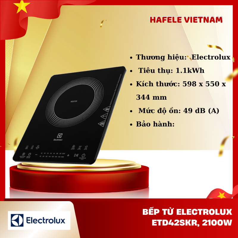 Bếp từ Electrolux ETD42SKR, công suất 2000 W, 2 vùng nấu, mặt kính chịu nhiệt bền bỉ - FEM