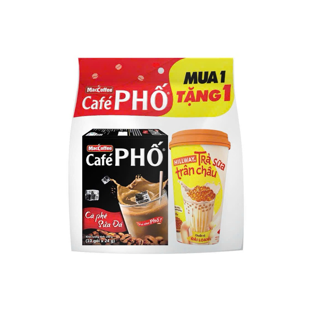cafe sữa đá cafe phố hộp 10 gói x 24g( tặng 1 ly trà sữa)