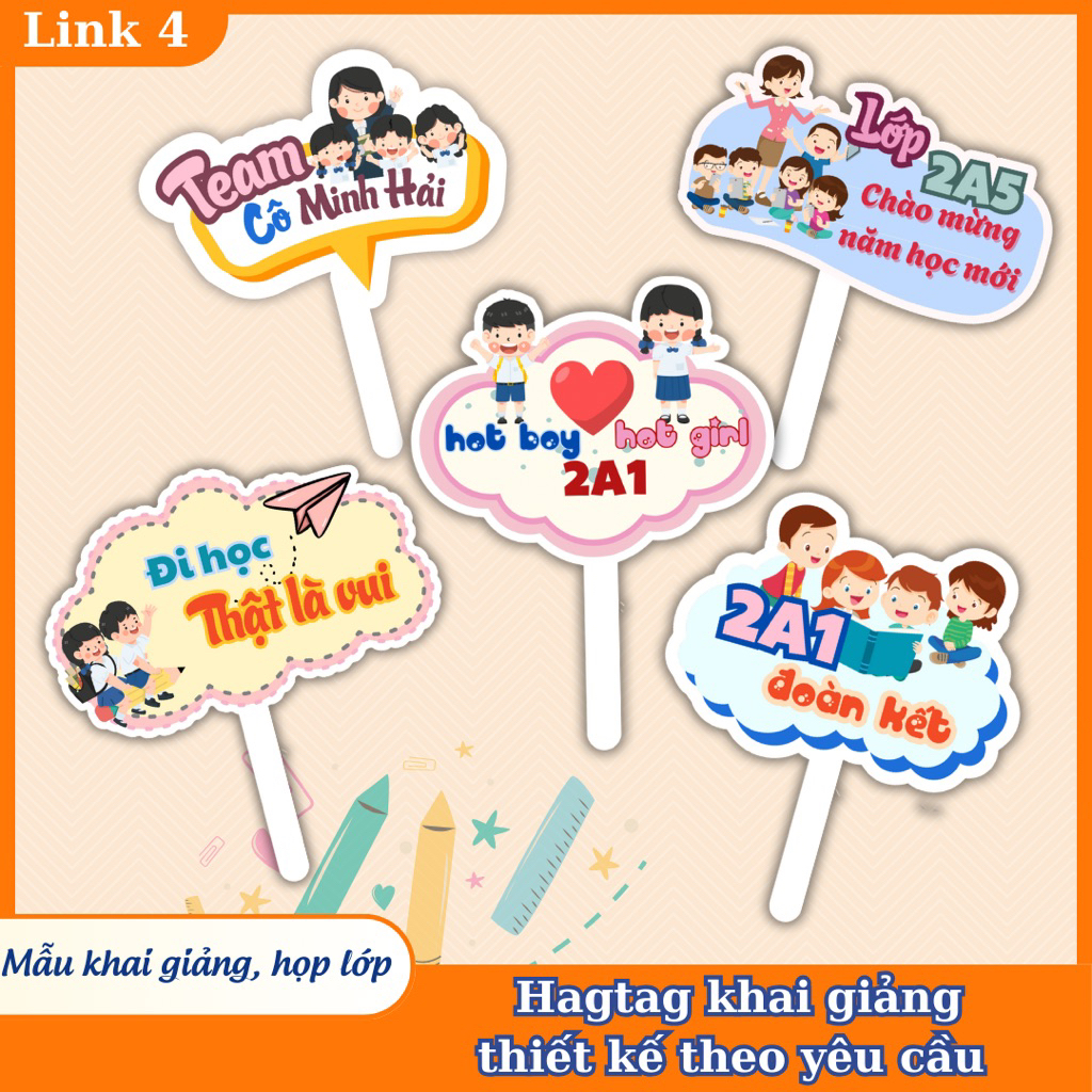 Hastag cầm tay khai giảng, họp lớp MIỄN PHÍ THIẾT KẾ nội dung theo yêu cầu, Hashtag khai giảng, họp 