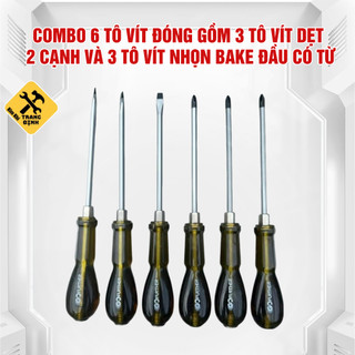  Combo 6 tô vít đóng gồm 3 tô vít dẹt 2 cạnh và 3 tô vít nhọn bake đầu có từ Gofuther 