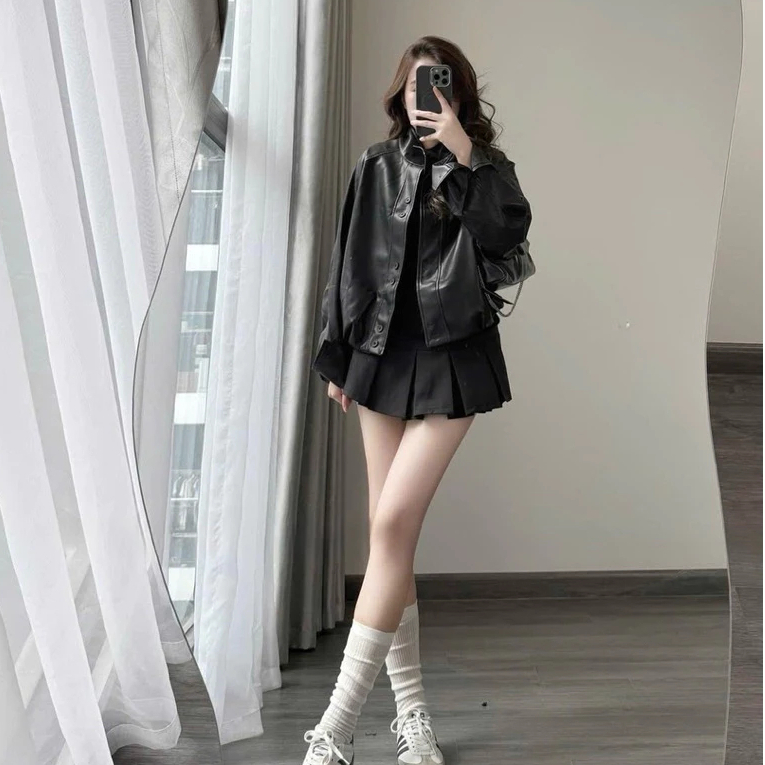 (HÀNG QCCC SẴN) Áo khoác Nữ bomber da bo gấu CỔ TÀU NEW 2025 form OVERSIZE phù hợp cho mùa thu đông | BigBuy360 - bigbuy360.vn