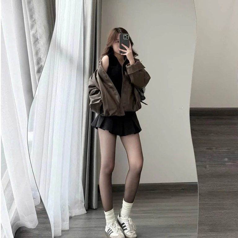 (HÀNG QCCC SẴN) Áo khoác Nữ bomber da bo gấu CỔ TÀU NEW 2025 form OVERSIZE phù hợp cho mùa thu đông | BigBuy360 - bigbuy360.vn