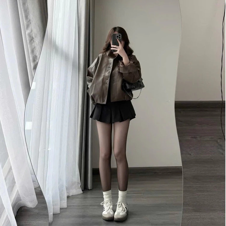 (HÀNG QCCC SẴN) Áo khoác Nữ bomber da bo gấu CỔ TÀU NEW 2025 form OVERSIZE phù hợp cho mùa thu đông | BigBuy360 - bigbuy360.vn