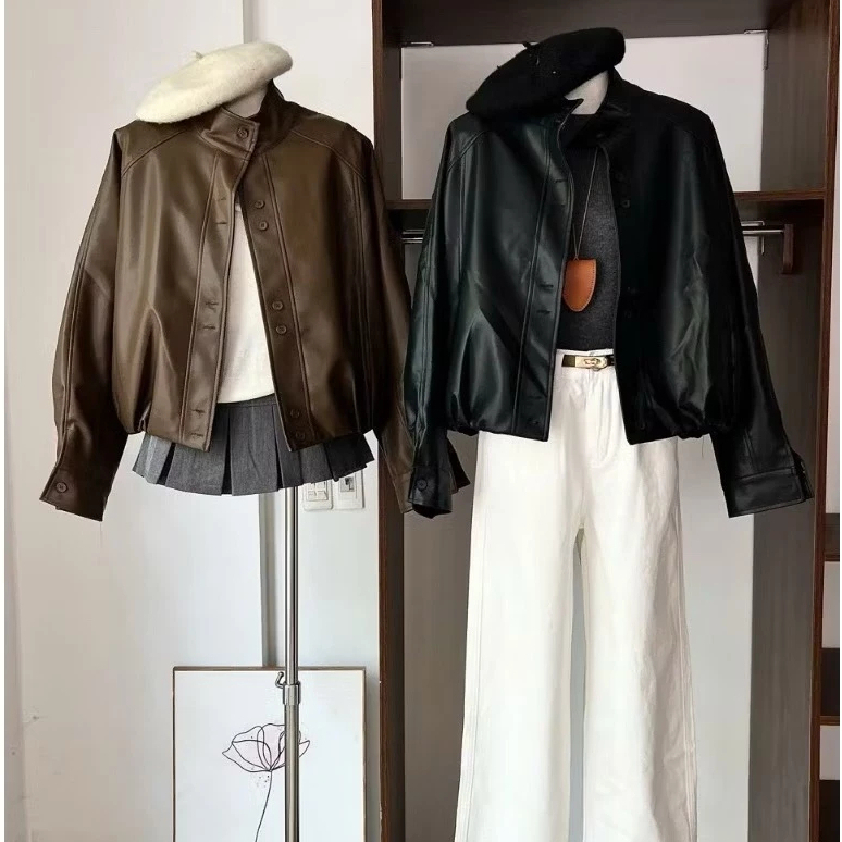 (HÀNG QCCC SẴN) Áo khoác Nữ bomber da bo gấu CỔ TÀU NEW 2025 form OVERSIZE phù hợp cho mùa thu đông | BigBuy360 - bigbuy360.vn