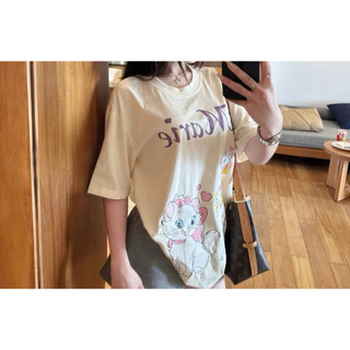  Áo thun nữ in hình mèo Marie màu be siêu đáng yêu chất cotton 2chiều 