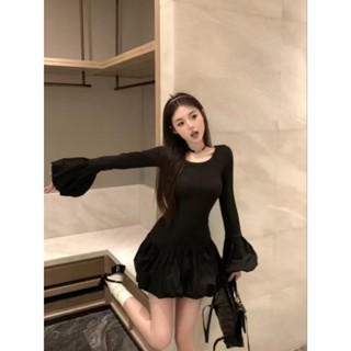  Váy liền thân dáng ngắn váy ôm gấu bí tay dài bigsize 40kg-120kg 