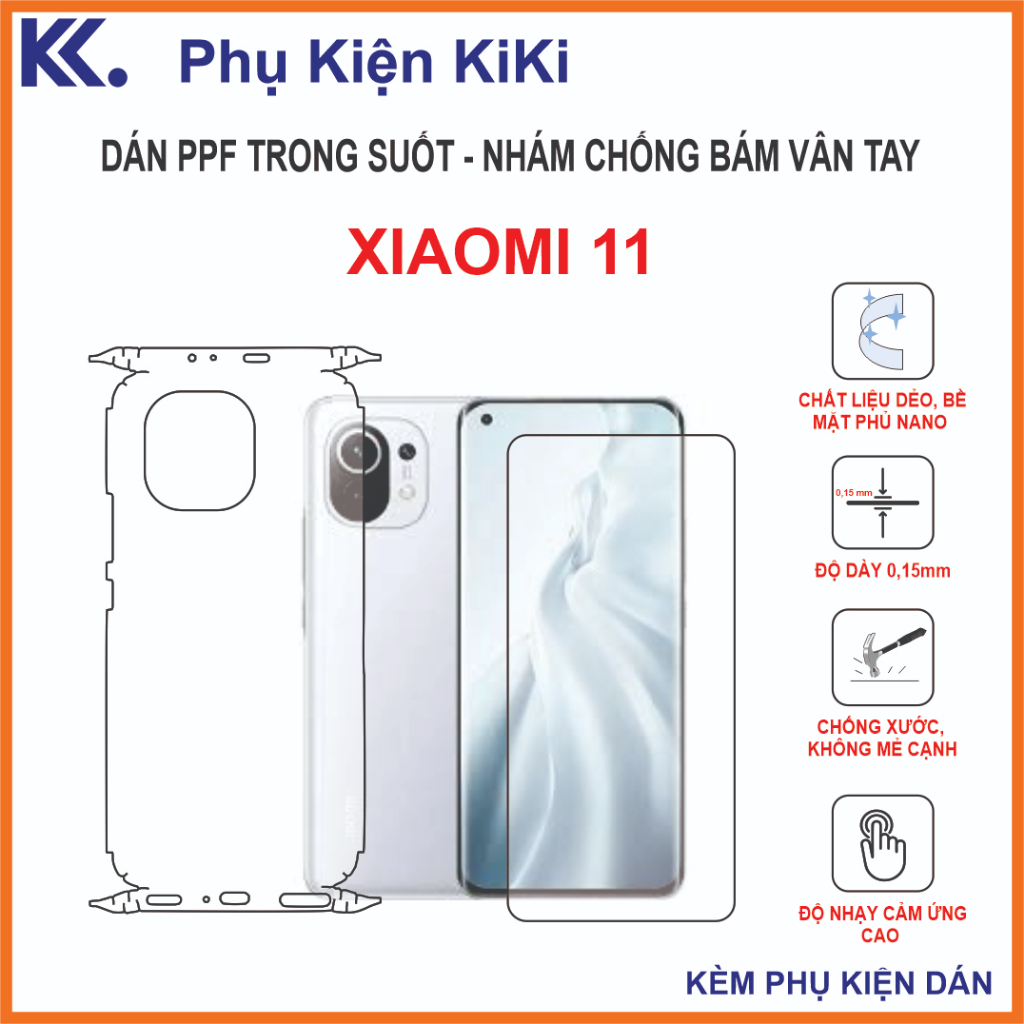Miếng dán Ppf Xiaomi Mi 11 Dán Ppf chống bám vân tay
