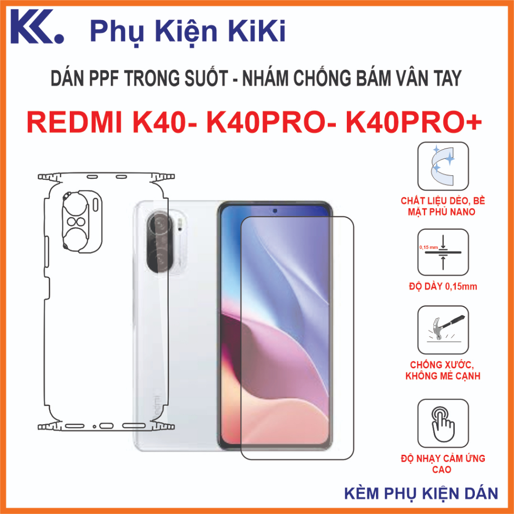 Dán Ppf Redmi K40 / Redmi k40 Pro / Poco F3 / Redmi K40 PRO+  HD Full màn mặt trước