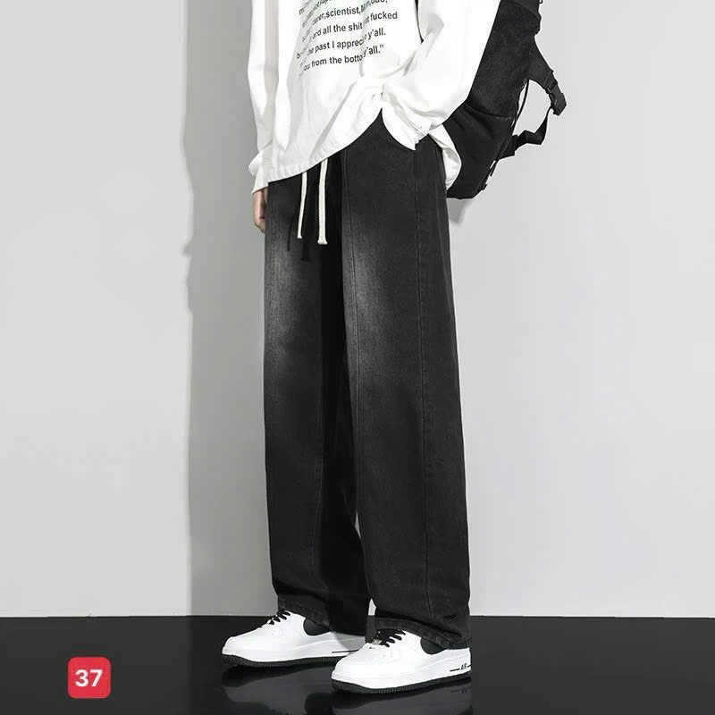 Quần Baggy Jean Nam Lưng Thun, Quần Jean Nam Ống Suông chất bò không giãn thời trang trẻ trung MQ37
