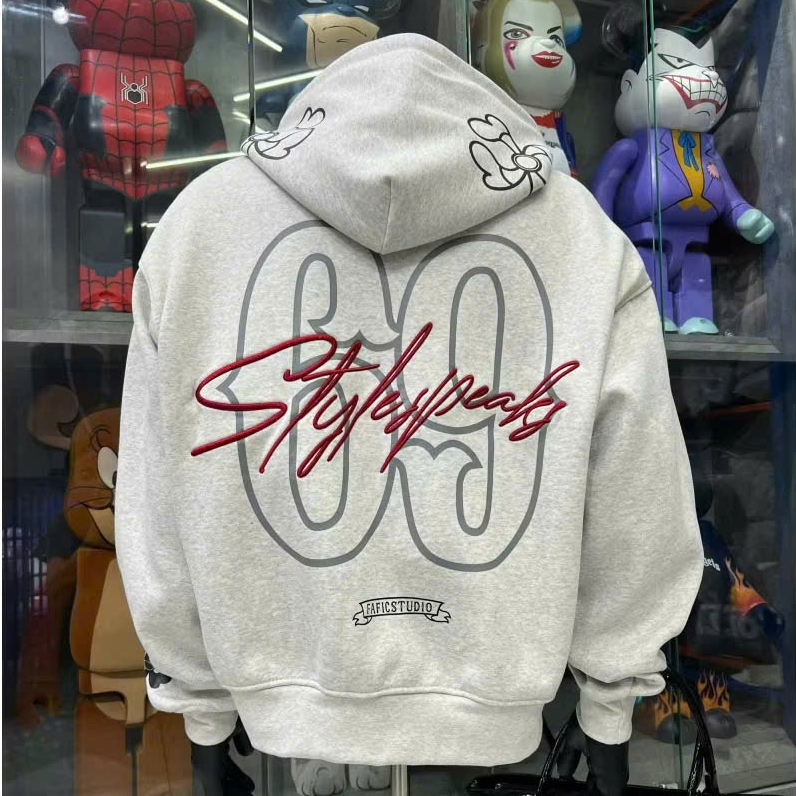 Áo Khoác Hoodie Zip dày dặn 2 lớp nỉ bông mũ to chống nắng tốt Form Rộng Nam Nữ Unisex IN số 69