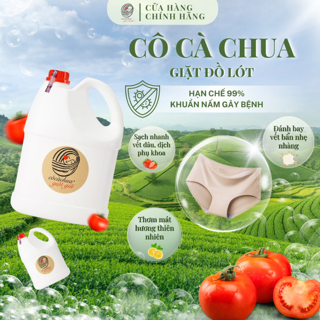 Nước Giặt Đồ Lót, Quần Áo Trẻ Em Thiên Nhiên Cô Cà Chua Yêu Nước Đậm Đặc An Toàn Cho Da Nhạy Cảm YN