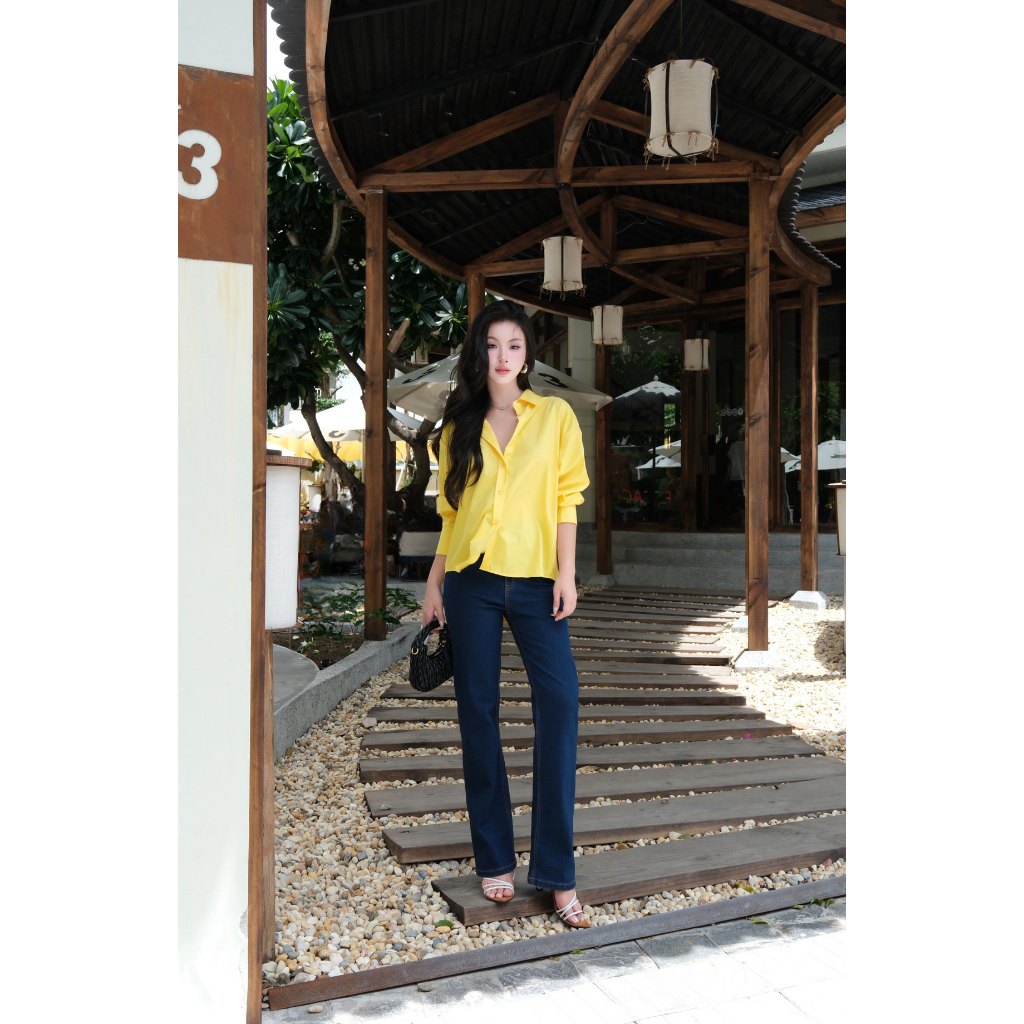Áo sơ mi nữ GILLEE dáng oversized, sơ mi form rộng vải kate lụa thoáng khí thanh lịch FAS367 | BigBuy360 - bigbuy360.vn