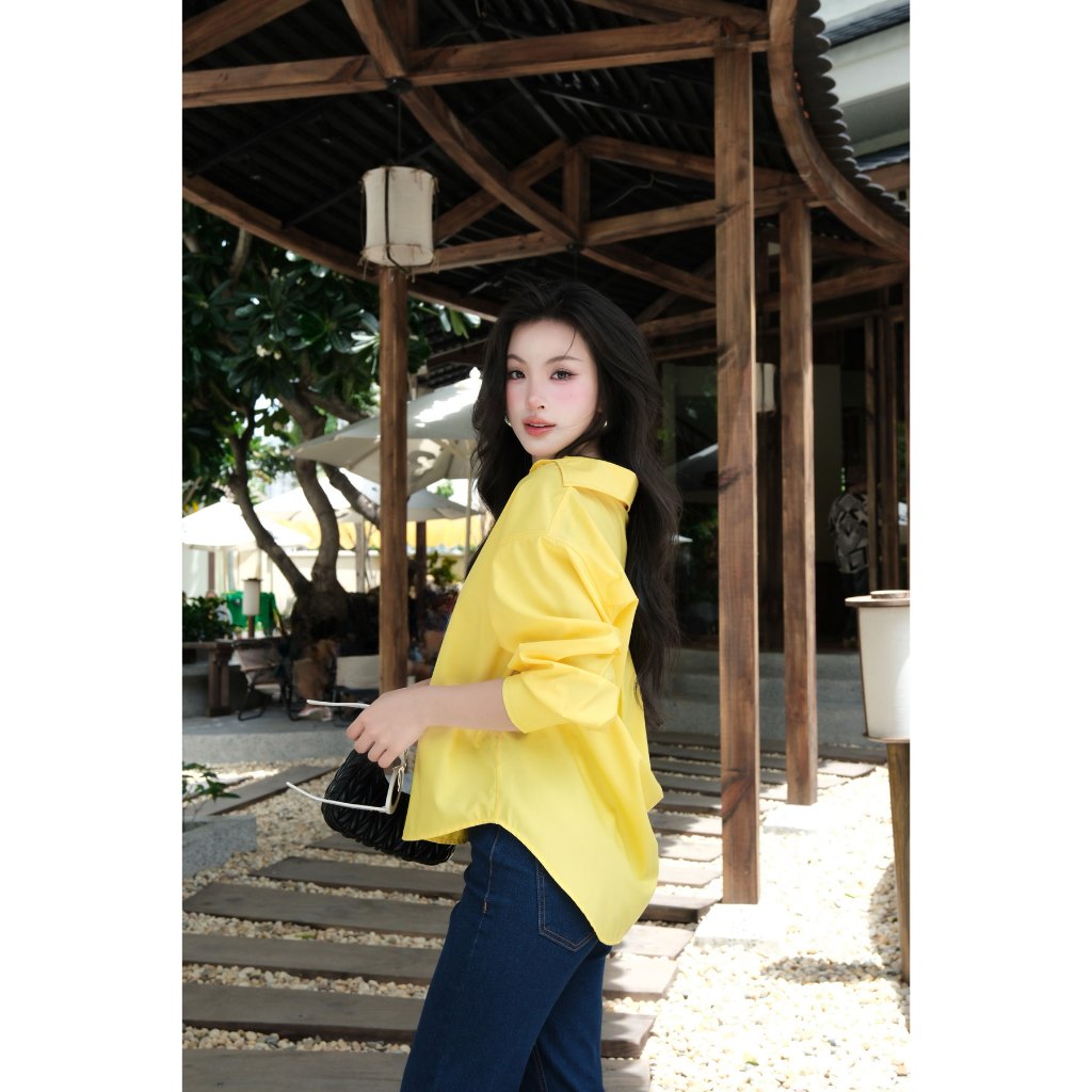 Áo sơ mi nữ GILLEE dáng oversized, sơ mi form rộng vải kate lụa thoáng khí thanh lịch FAS367 | BigBuy360 - bigbuy360.vn