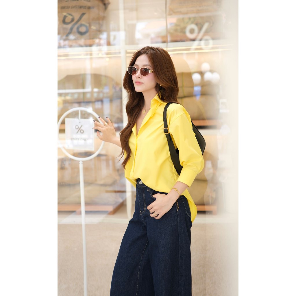 Áo sơ mi nữ GILLEE dáng oversized, sơ mi form rộng vải kate lụa thoáng khí thanh lịch FAS367 | BigBuy360 - bigbuy360.vn