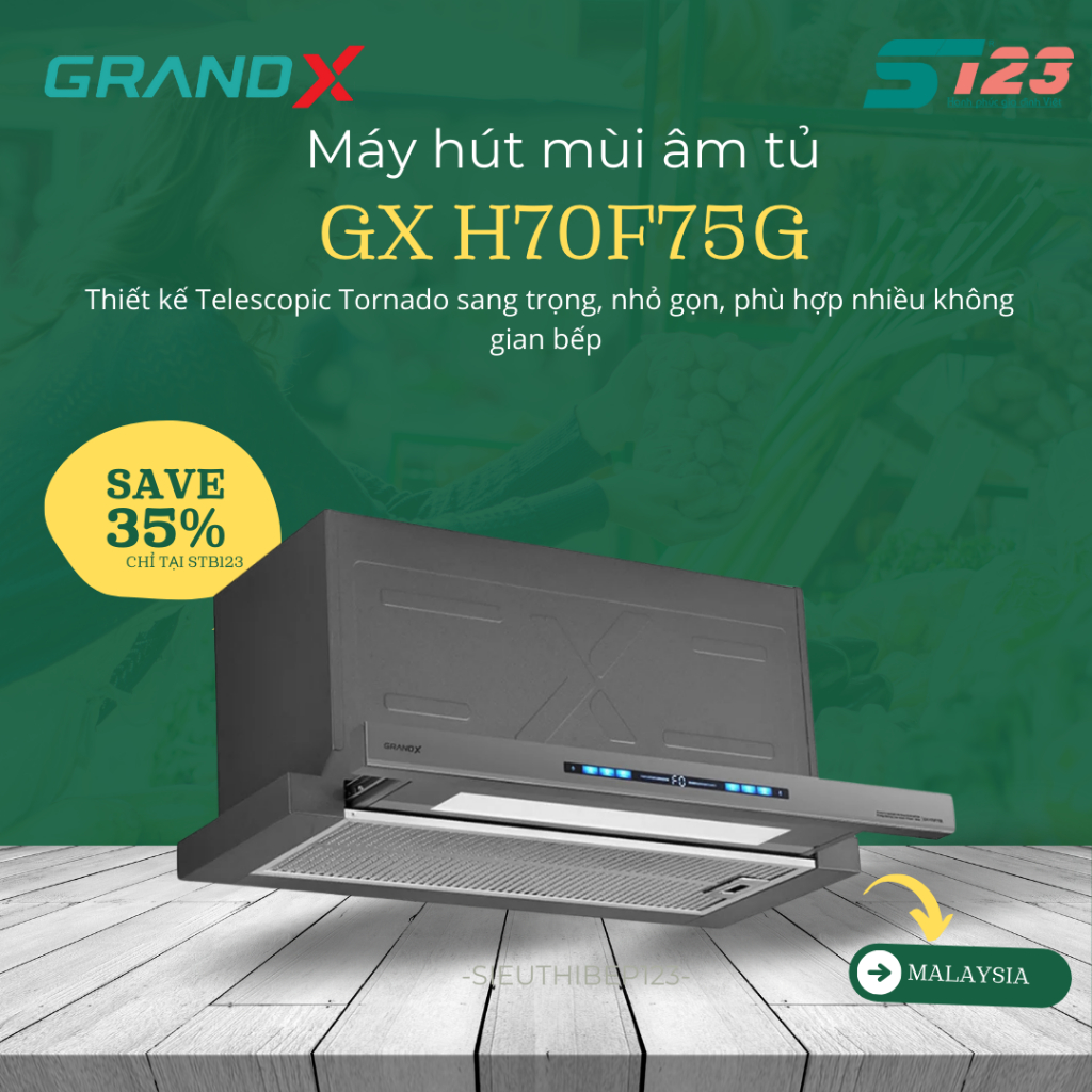 Hút Mùi Âm Tủ GrandX GX H70F75G – Thiết Kế Hiện Đại, Hiệu Suất Vượt Trội - Phù Hợp Mọi Không Gian