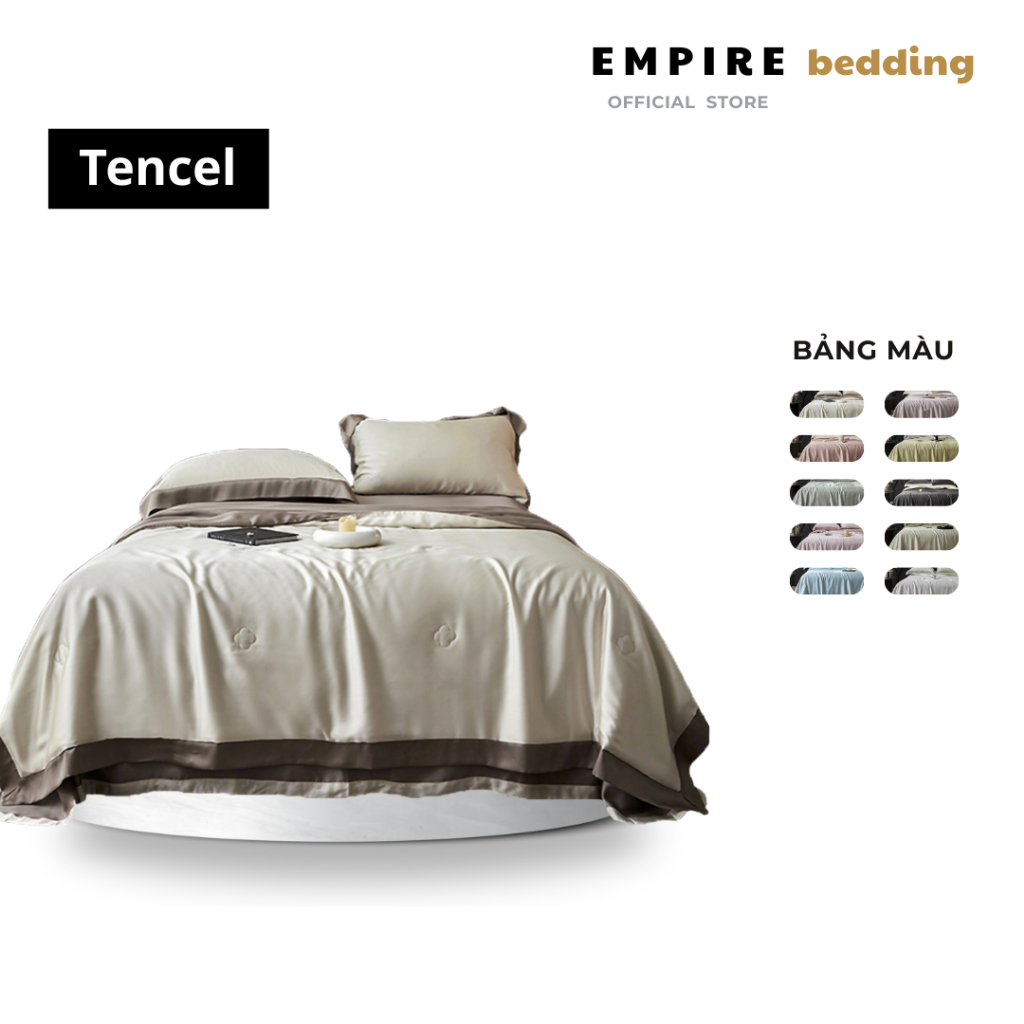 Bộ chăn ga gối nệm đệm Tencel 140s chăn chần lông vũ cao cấp EMPIRE siêu thoáng mát - EMPIRE | Beddi