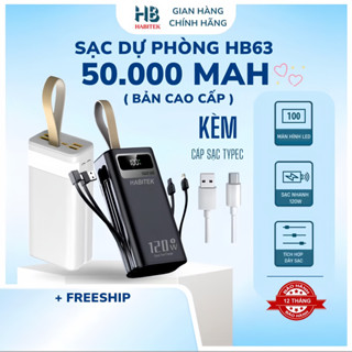 Pin Sạc Dự Phòng 50.000mAh 80.000mah HB63 Habitek Sạc Nhanh 120W, Sẵn Cáp Sạc, Pin Dung Lượng Lớn
