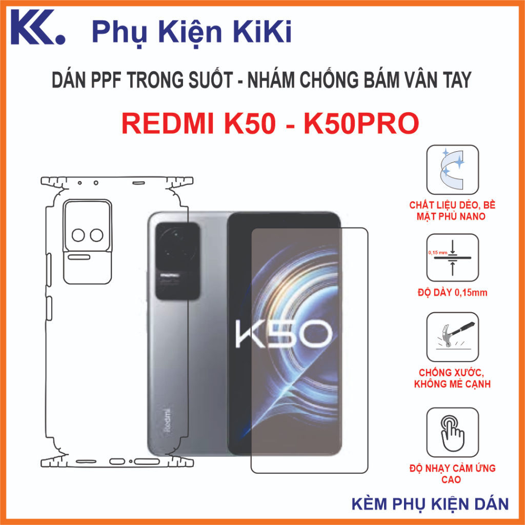 Dán Ppf Redmi K50 / K50 Pro Dán chống vân tay