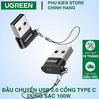 Đầu chuyển USB 2.0 Sang Type C Ugreen Dùng Sạc 100W Truyền Dữ Liệu 480Mbp - Bh 18 Tháng